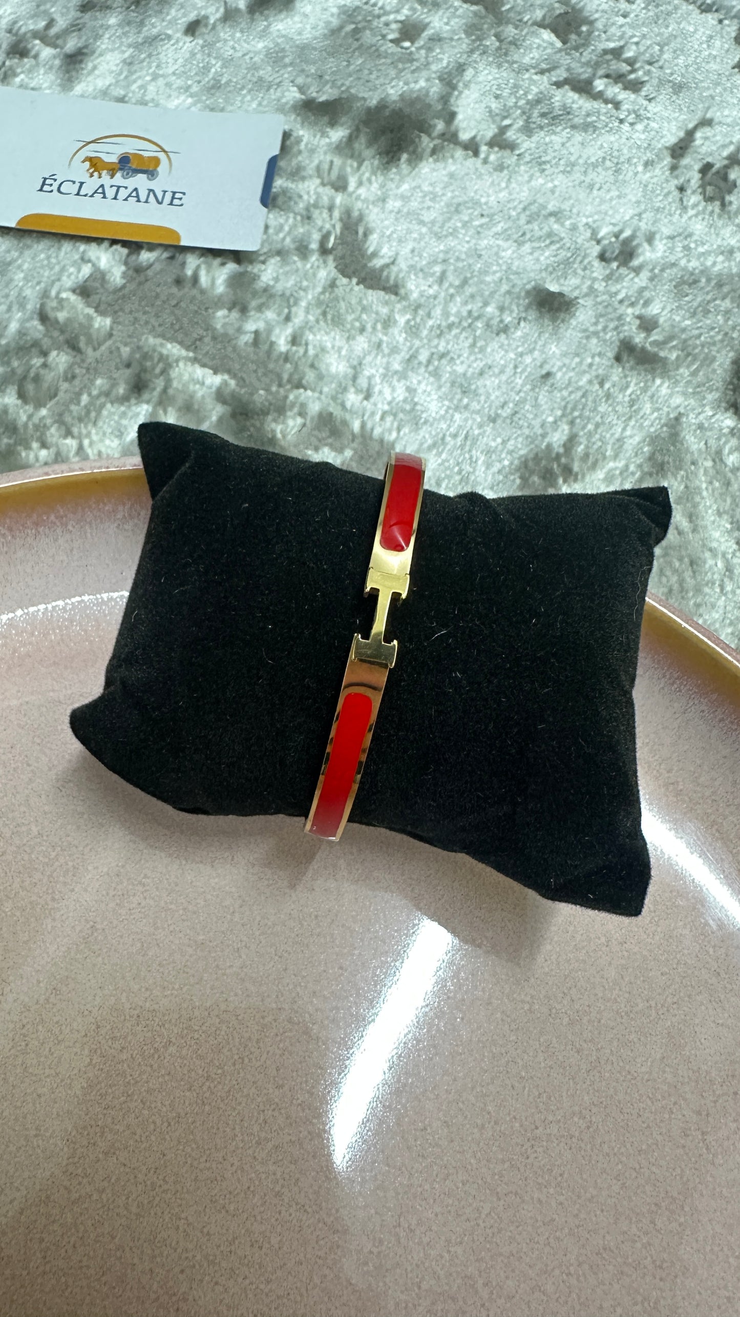 Gold & Dark Red Plated I H Clasp Bracelet