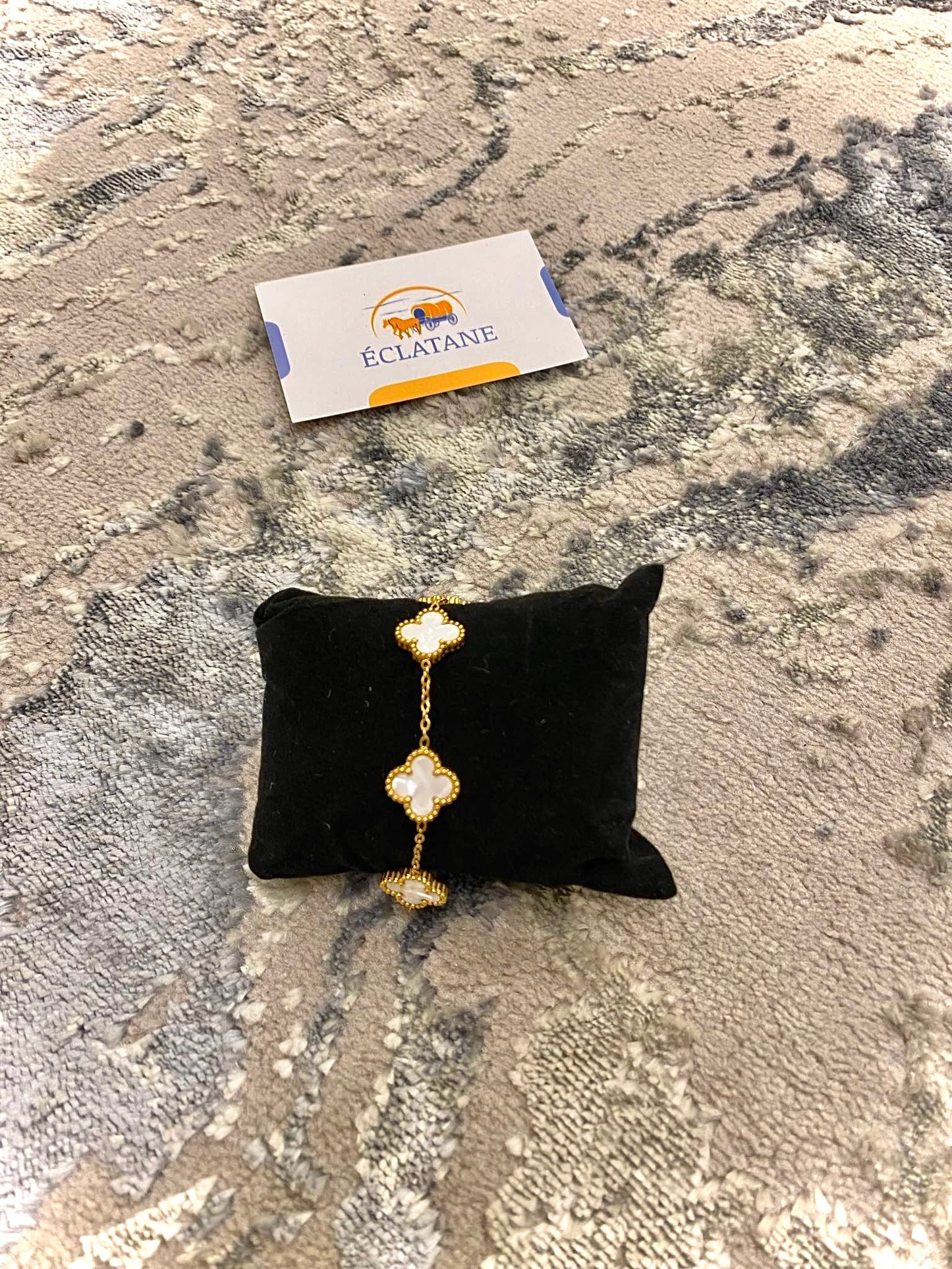 Gold & White Plated | Clover Bracelet