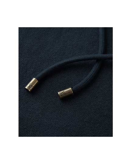 Navy Graphic Intarsia Zipped Cotton Hoodie