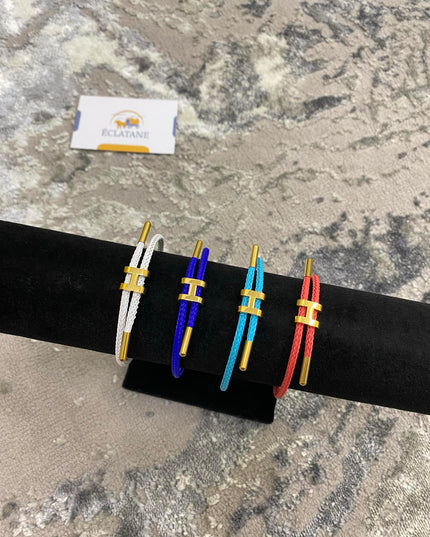 Plated Gold H Rope Chain Bracelet