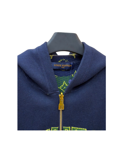 Navy Monogram Double Face Reversible Hoodie