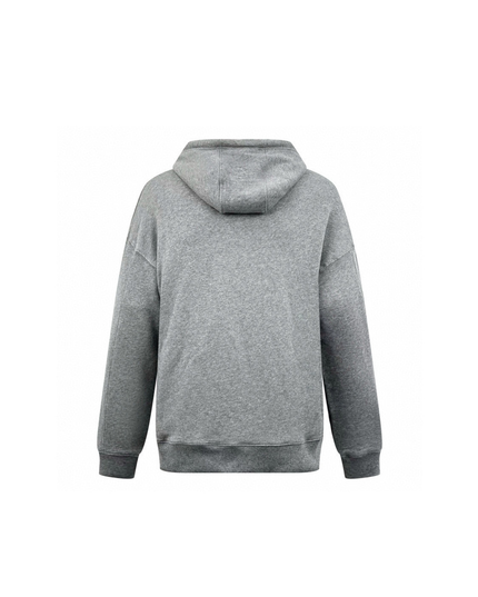 Grey Leather Drawstring Relaxed Jersey Hoodie