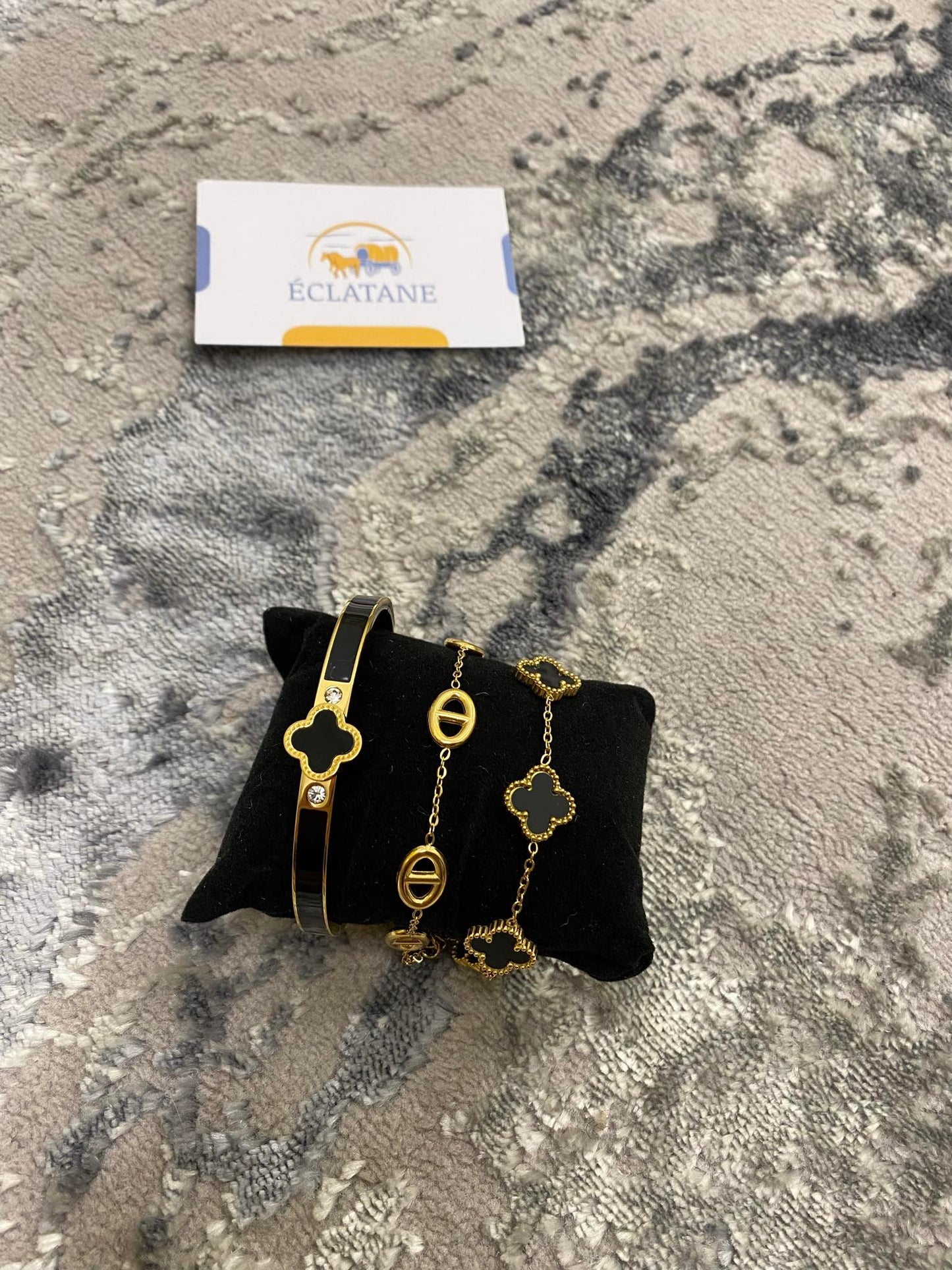 Plated Black Bundle | H Rope Bracelet, CD, Clover Bracelet