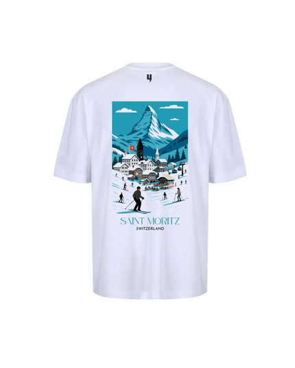 White & Blue St Moritz Ski T-Shirt