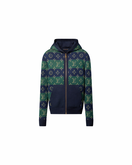 Navy Monogram Double Face Reversible Hoodie