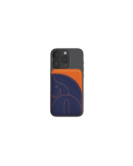 Navy & Orange MagSafe Horse Card Holder