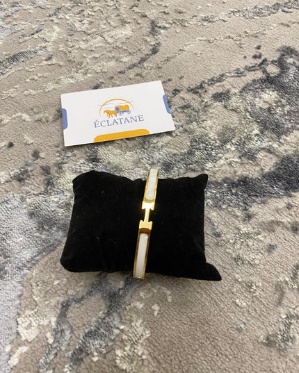 Plated Gold & White | H Clasp Bracelet