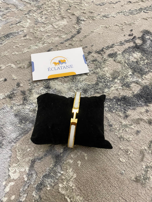 Plated Gold & White | H Clasp Bracelet