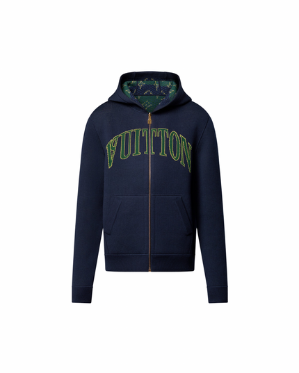 Navy Monogram Double Face Reversible Hoodie