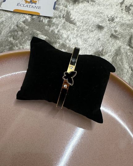 Gold & Black Plated | Butterfly Clasp Bracelet