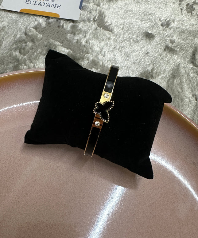Gold & Black Plated | Butterfly Clasp Bracelet