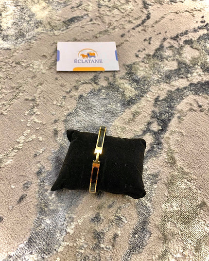 Gold & Black Plated I H Clasp Bracelet