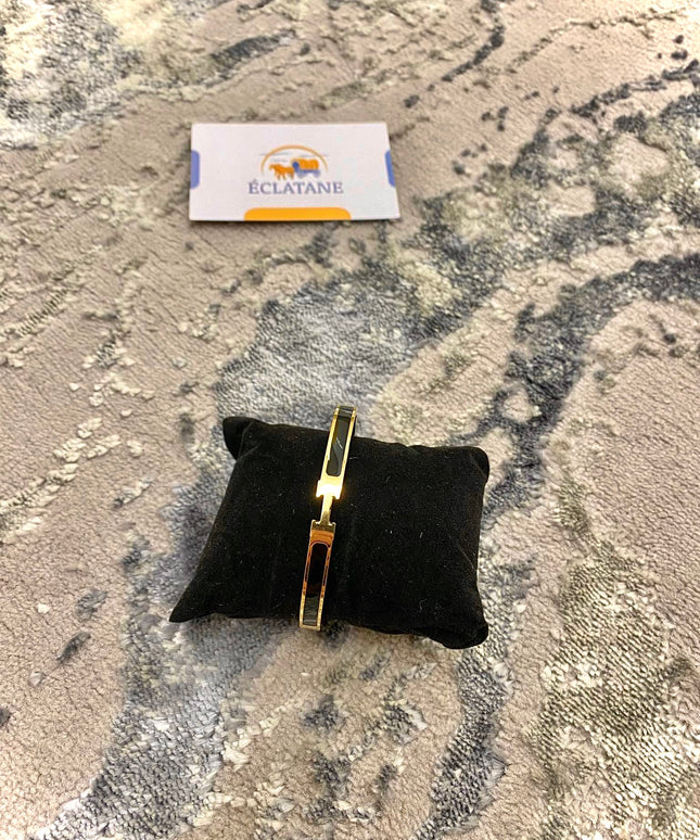 Gold & Black Plated I H Clasp Bracelet