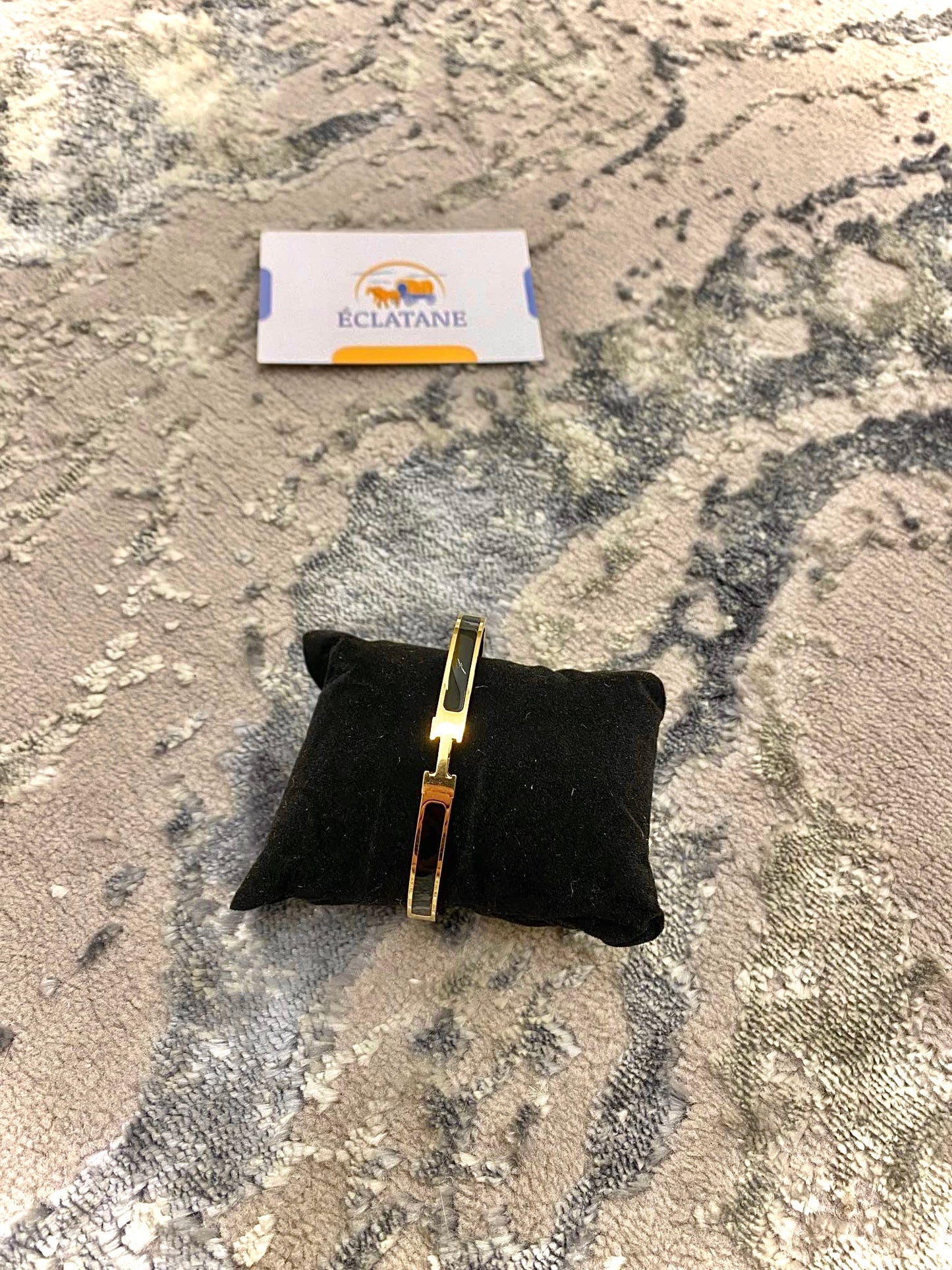 Gold & Black Plated I H Clasp Bracelet