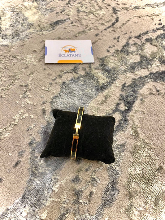 Gold & Black Plated I H Clasp Bracelet