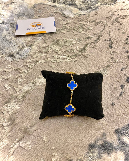 Gold & Dark Blue Plated | Clover Bracelet