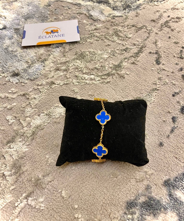 Gold & Dark Blue Plated | Clover Bracelet