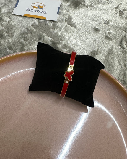 Gold & Dark Red Plated | Butterfly Clasp Bracelet