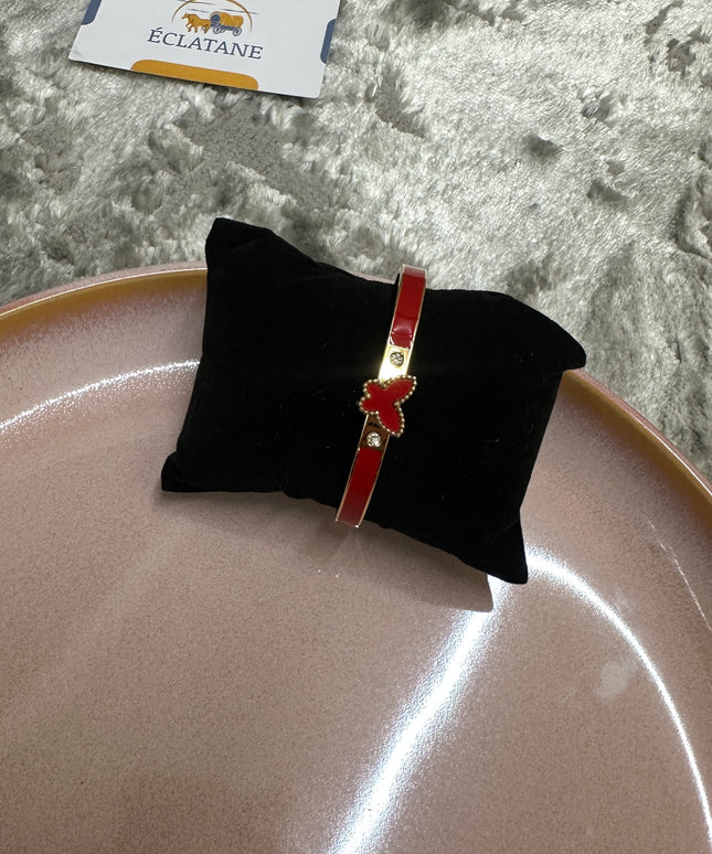 Gold & Dark Red Plated | Butterfly Clasp Bracelet