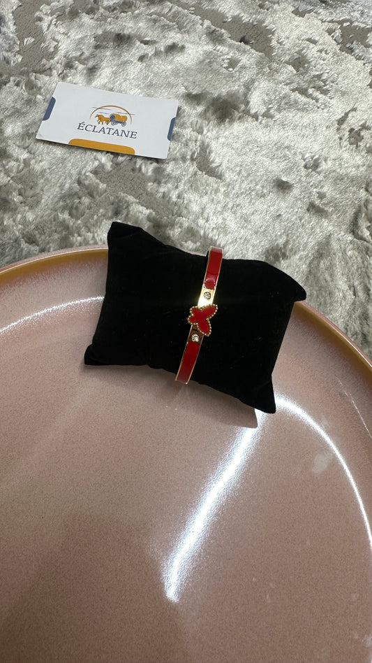 Gold & Dark Red Plated | Butterfly Clasp Bracelet