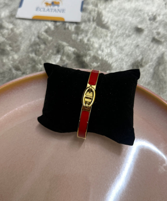 Gold & Dark Red Plated | CD Clasp Bracelet