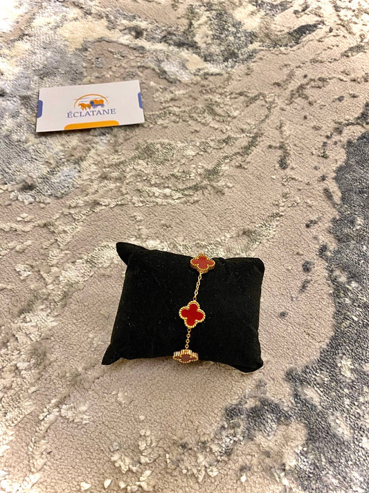 Gold & Dark Red Plated| Clover Bracelet