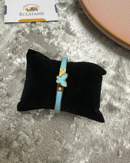 Gold & Light Blue Plated | Butterfly Clasp Bracelet