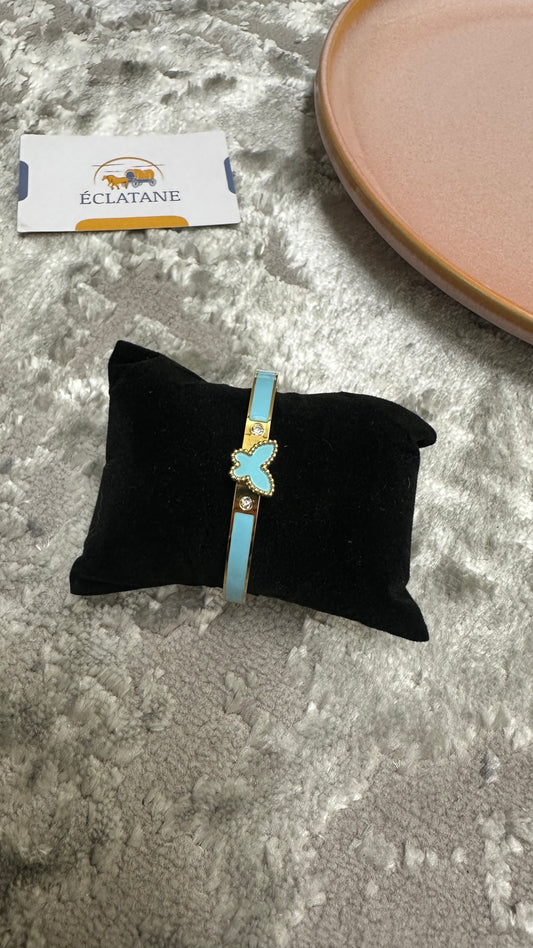 Gold & Light Blue Plated | Butterfly Clasp Bracelet