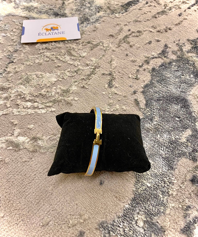 Gold & Light Blue Plated | H Clasp Bracelet