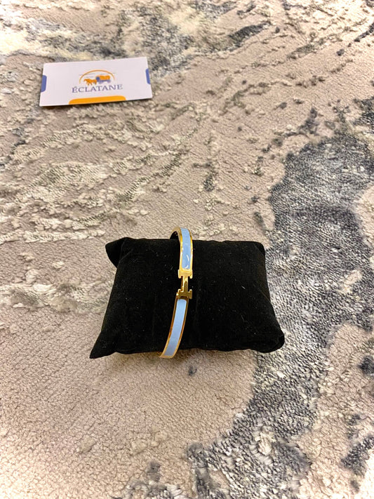 Gold & Light Blue Plated | H Clasp Bracelet