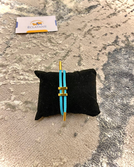 Gold & Light Blue Plated | H Rope Bracelet