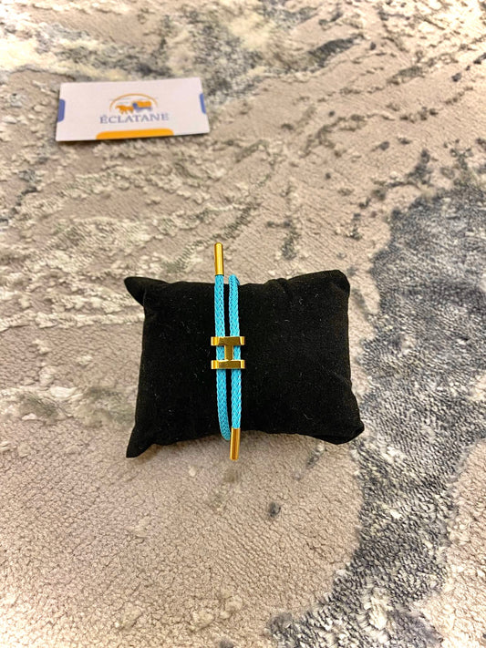 Gold & Light Blue Plated | H Rope Bracelet