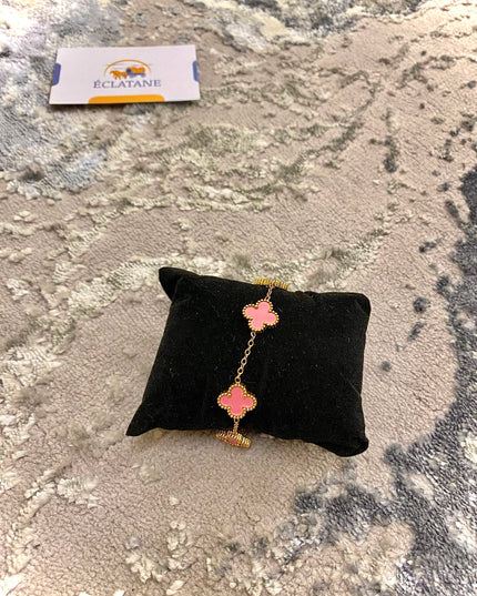 Gold & Pink Plated | Clover Bracelet