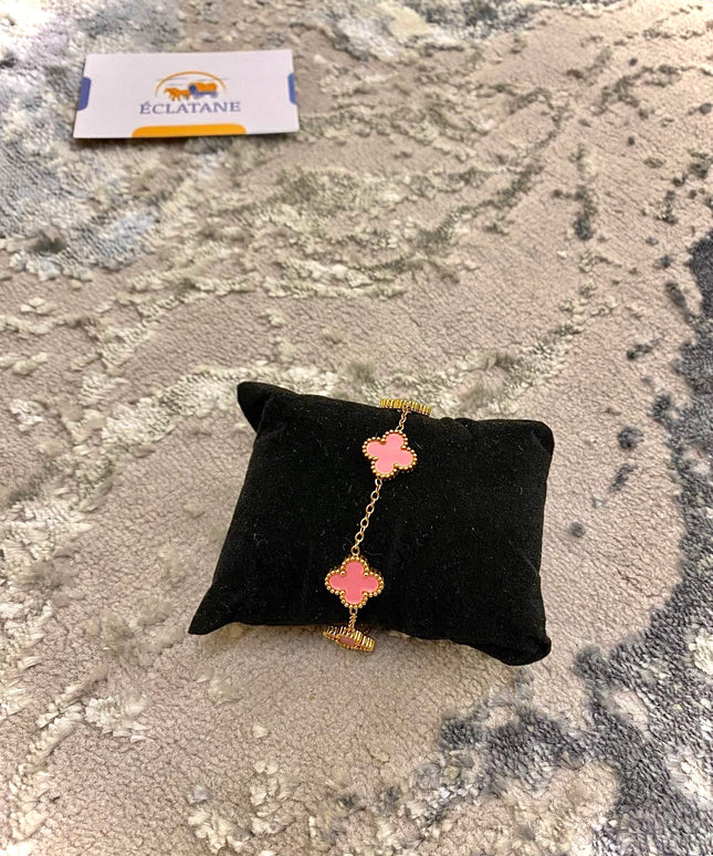 Gold & Pink Plated | Clover Bracelet