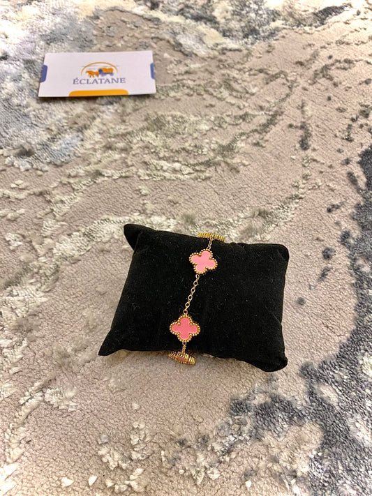 Gold & Pink Plated | Clover Bracelet