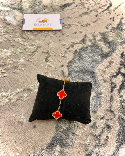 Gold & Red Plated | Clover Bracelet