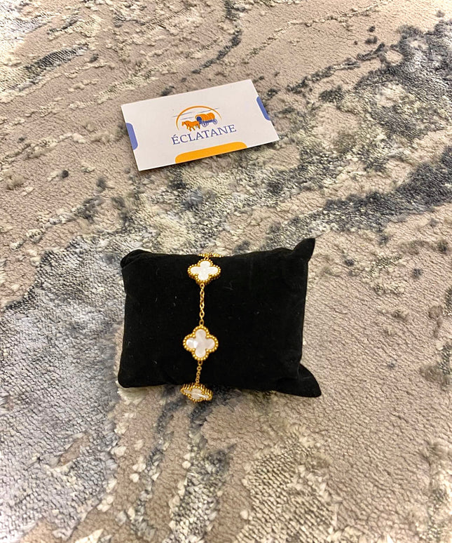 Gold & White Plated | Clover Bracelet
