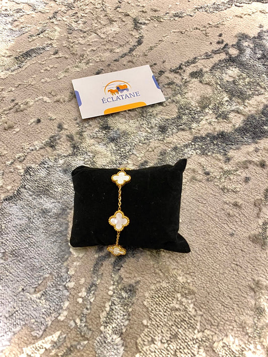 Gold & White Plated | Clover Bracelet