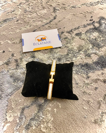 Gold & White Plated | H Clasp Bracelet